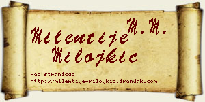 Milentije Milojkić vizit kartica